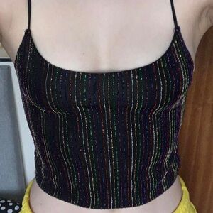 Topshop Rainbow Fitted Crop Camisole